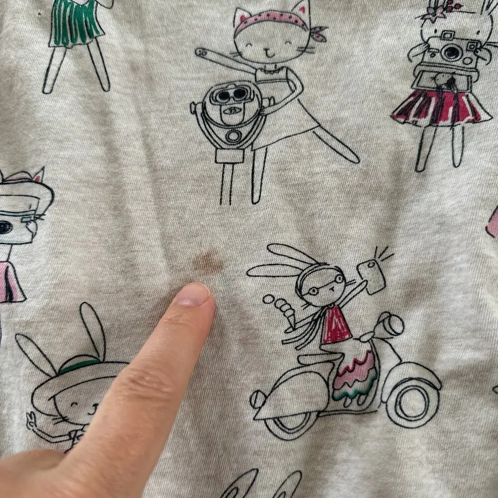 Gap Girls' gray short Sleeve Top with bunny print